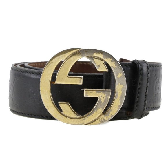 Gucci Other - GUCCI Interlocking belt GG black Sima leather mens